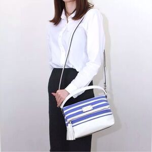 Kate Spade Women’s Vintage Maria Southport‎ Ave Blue&White Leather Crossbody Bag